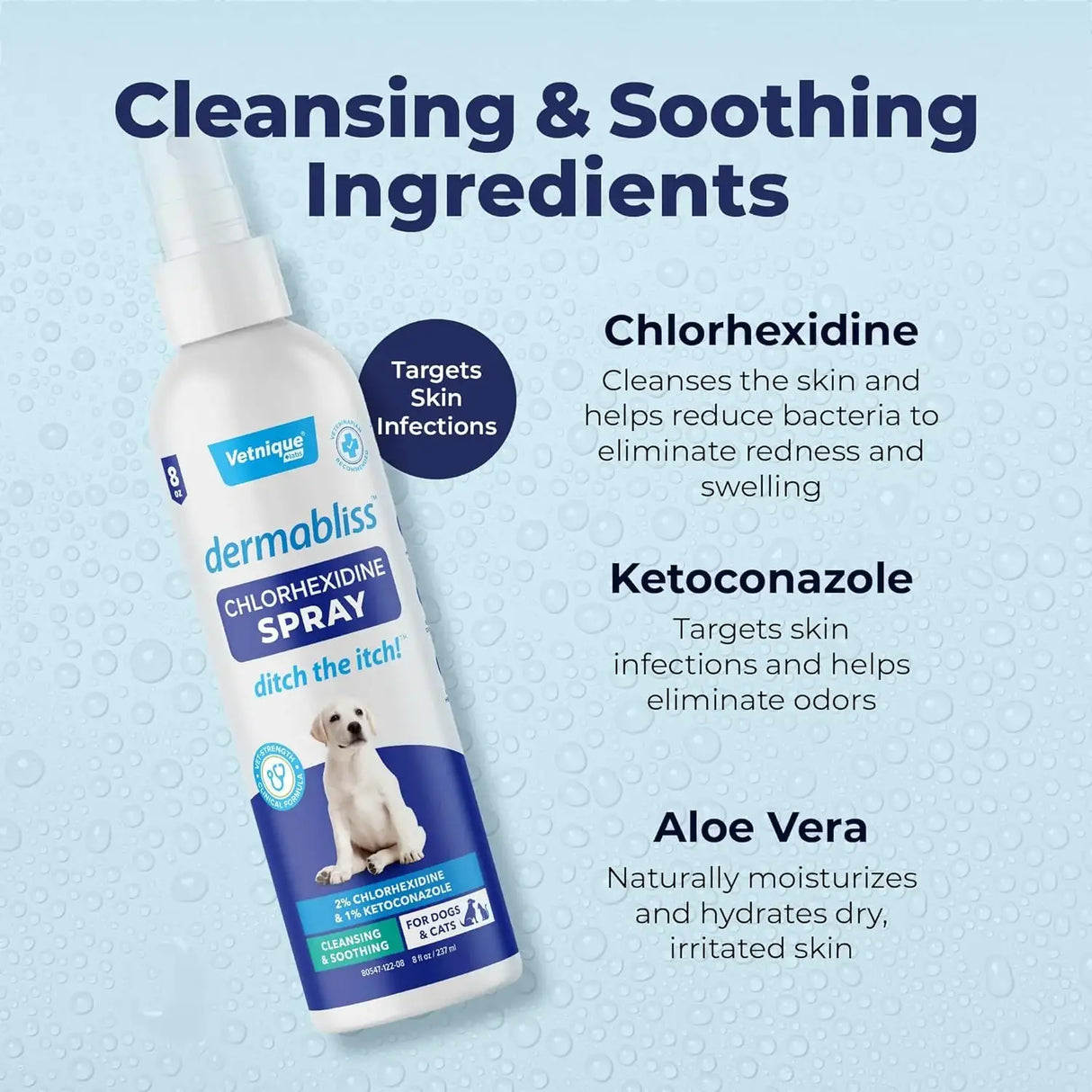 VETNIQUE - Vetnique Dermabliss Medicated Chlorhexidine Antiseptic Skin Spray for Dogs & Cats 8 Fl.Oz. - The Red Vitamin MX - Remedios Para La Picazón De Perros - {{ shop.shopifyCountryName }}