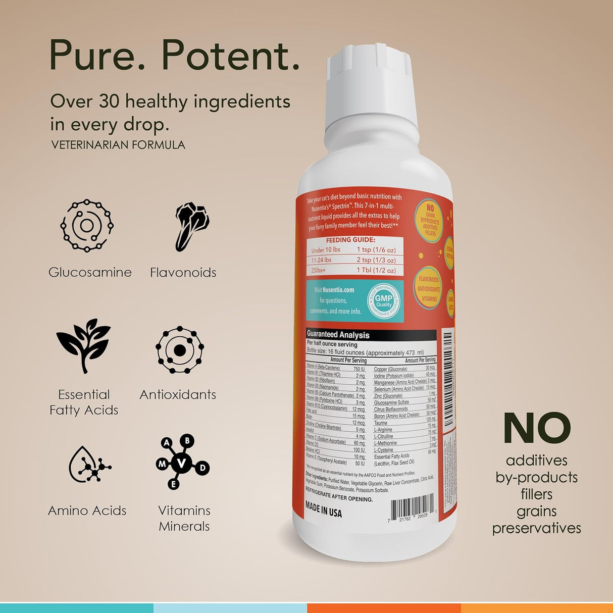 NUSENTIA Liquid Vitamin & Antioxidant Supplement for Cats 473Ml.