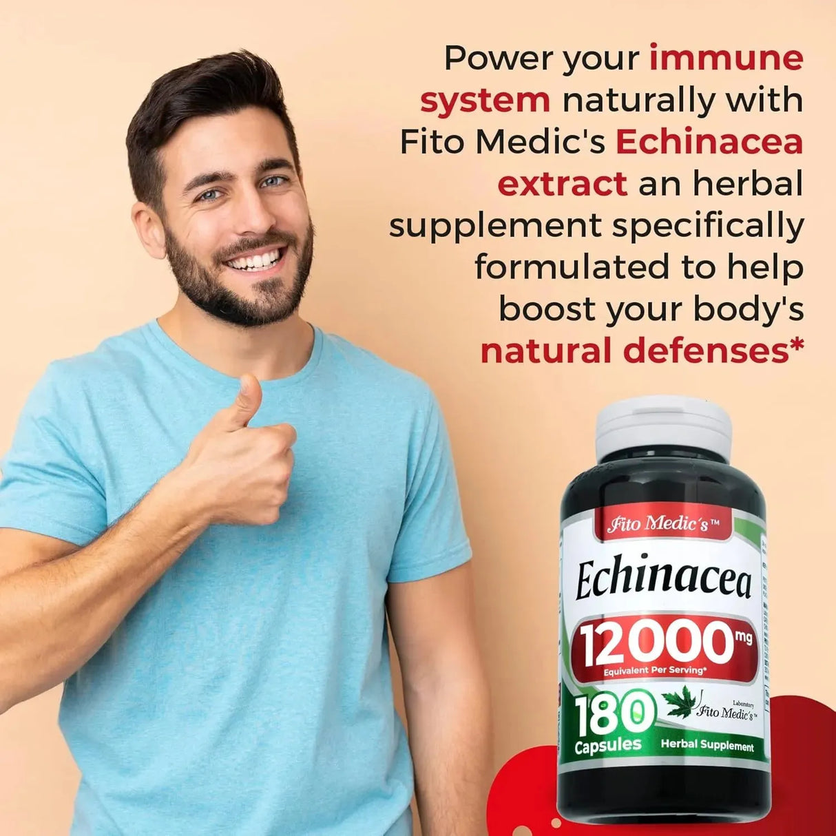 FITO MEDIC´S - FITO MEDIC'S Lab Echinacea 12000Mg. 180 Capsulas - The Red Vitamin MX - Suplementos Alimenticios - {{ shop.shopifyCountryName }}