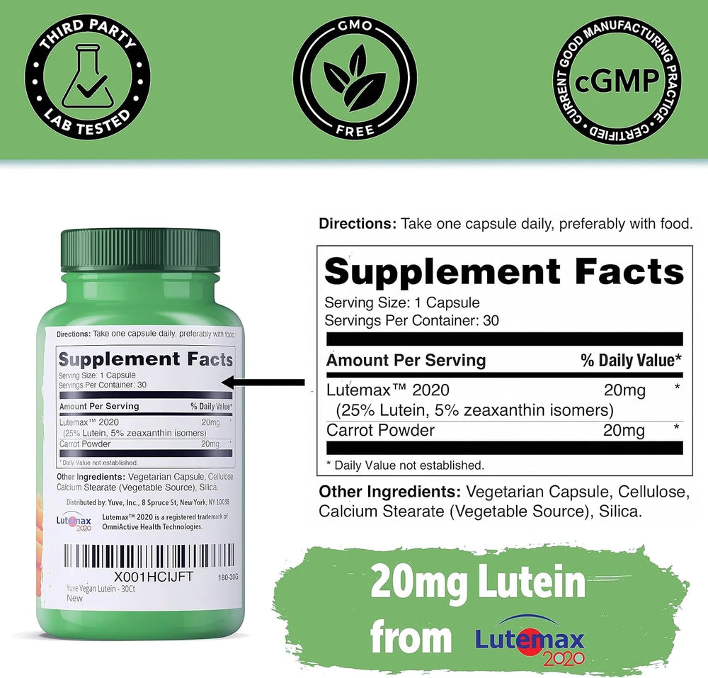 YUVE NATURALS - Yuve Lutein Zeaxanthin 30 Capsulas - The Red Vitamin MX - Suplementos Alimenticios - {{ shop.shopifyCountryName }}