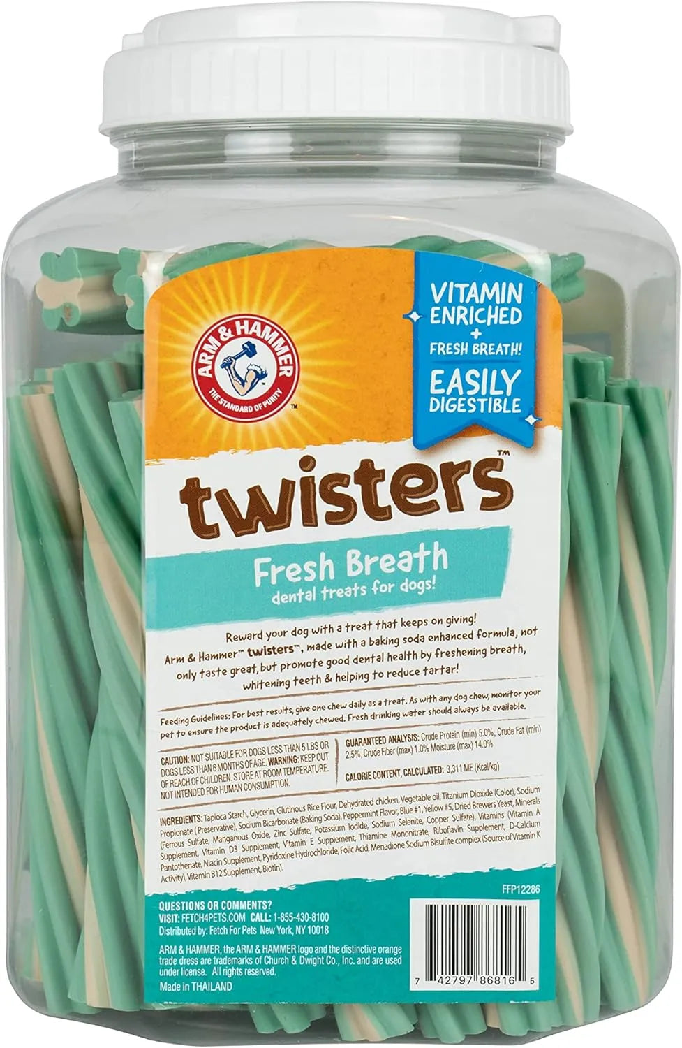 ARM & HAMMER - Arm & Hammer for Pets Twisters Fresh Breath Dental Treats for Dogs Medium Mint 57 Piezas - The Red Vitamin MX - Cuidado Dental Para Perros - {{ shop.shopifyCountryName }}