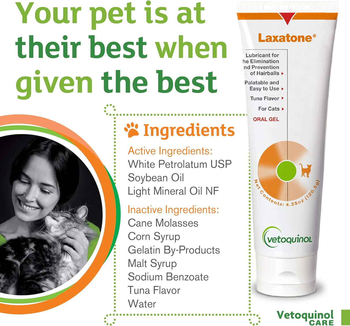 Vetoquinol Laxatone: Oral Hairball Lubricant Gel for Cats 4.25 Oz. 2 Pack