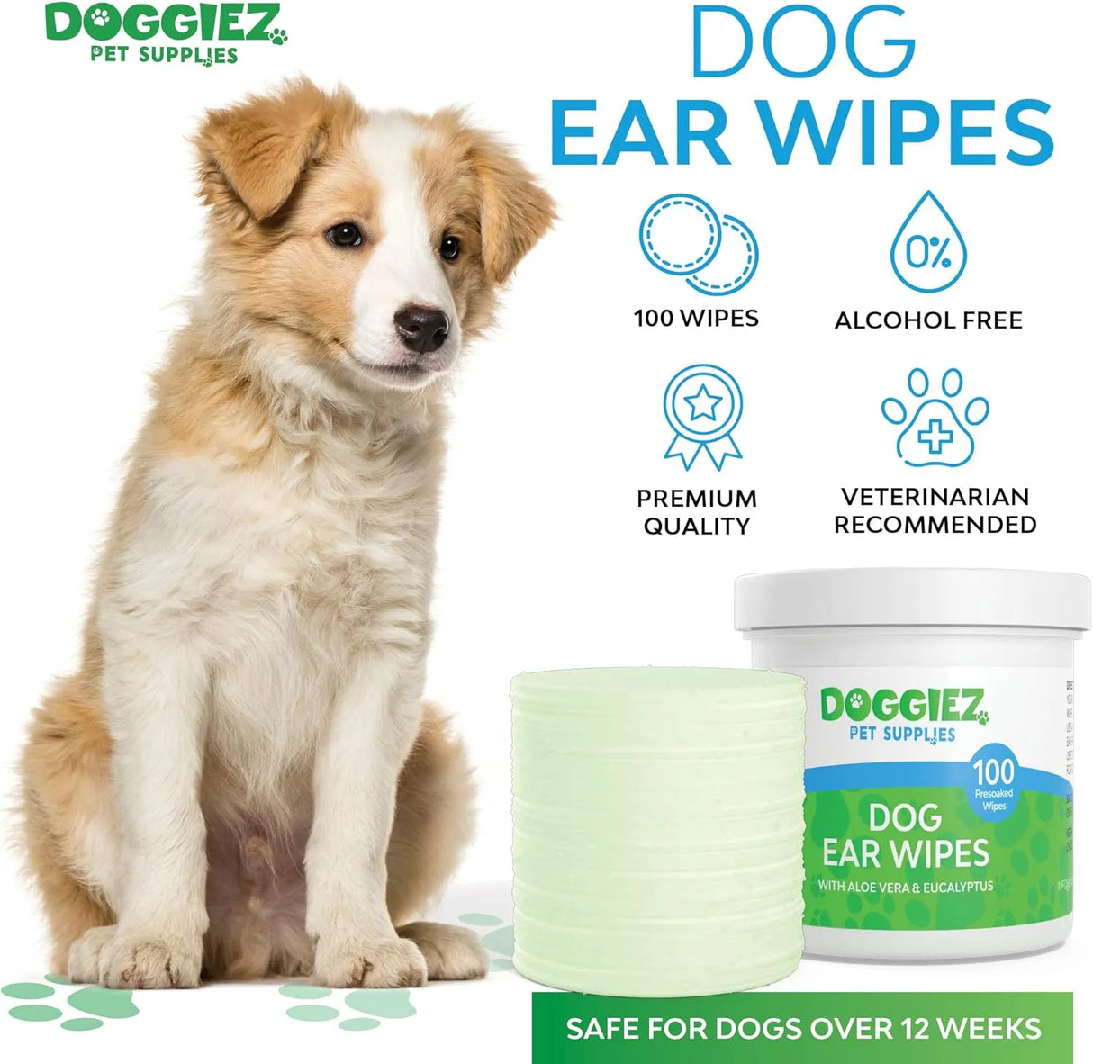 DOGGIEZ - Doggiez Pet Supplies Dog Ear Cleaner Wipes with Aloe Vera and Eucalyptus 100 Toallitas - The Red Vitamin MX - Cuidado Del Oído De Perros - {{ shop.shopifyCountryName }}