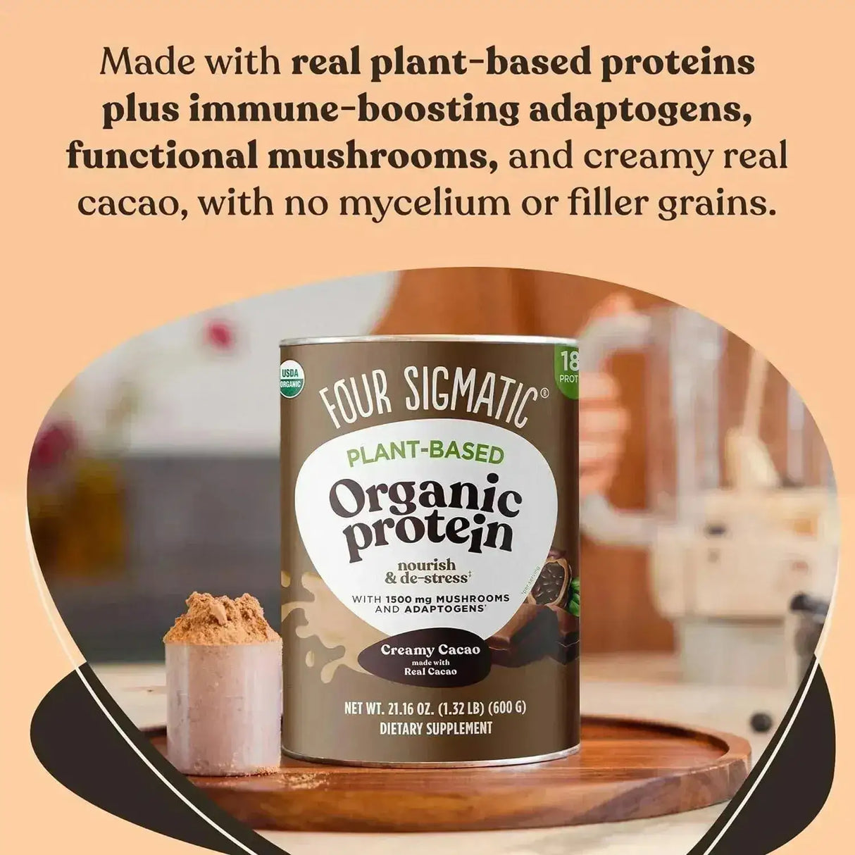 FOUR SIGMATIC - Four Sigmatic Organic Vegan Protein Powder Creamy Cacao 600Gr. - The Red Vitamin MX - Suplementos Alimenticios - {{ shop.shopifyCountryName }}