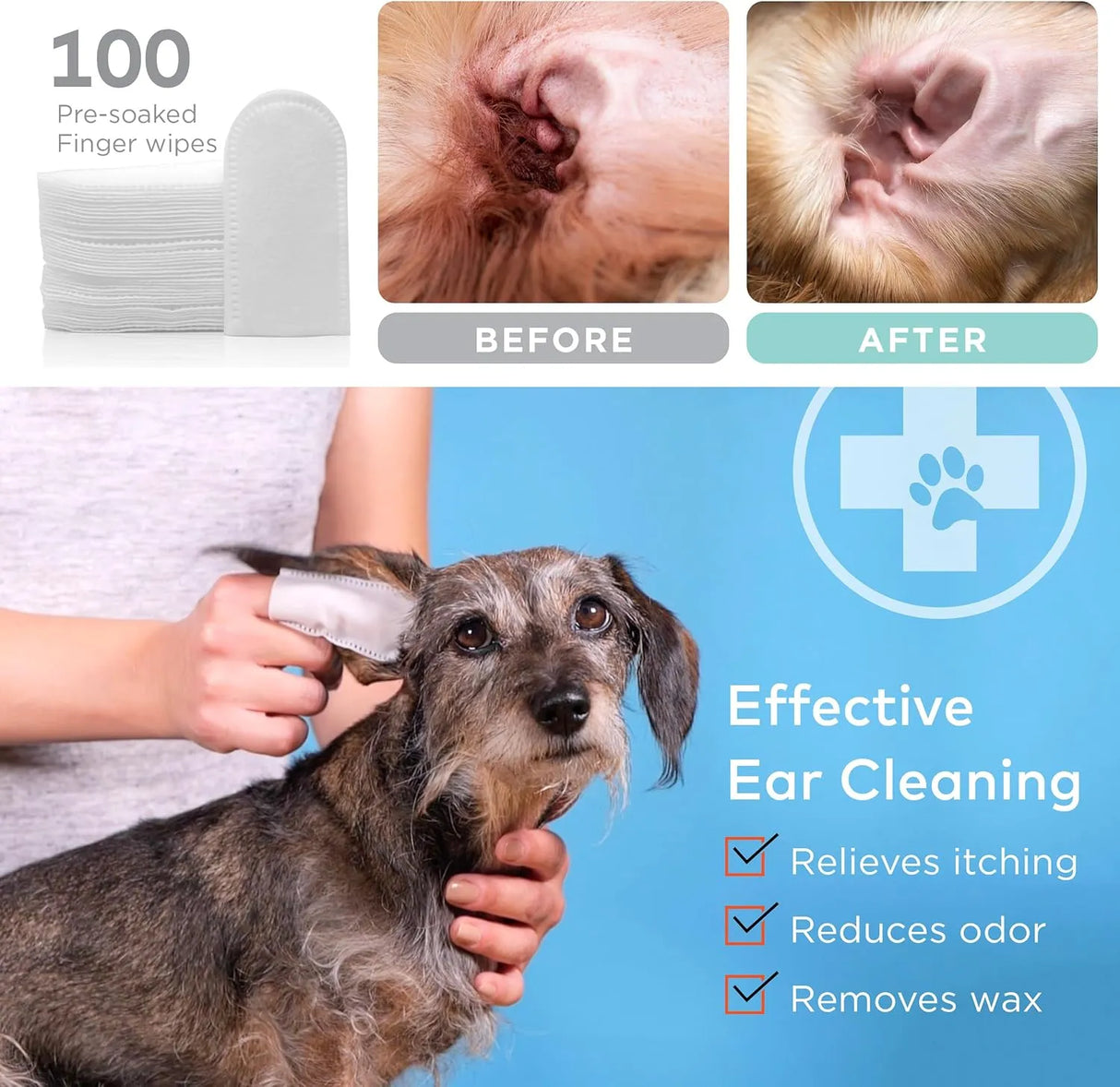 ARCA PET - Arca Pet Dog Ear Cleaner Wipes 100 Toallitas - The Red Vitamin MX - Cuidado Del Oído De Perros - {{ shop.shopifyCountryName }}