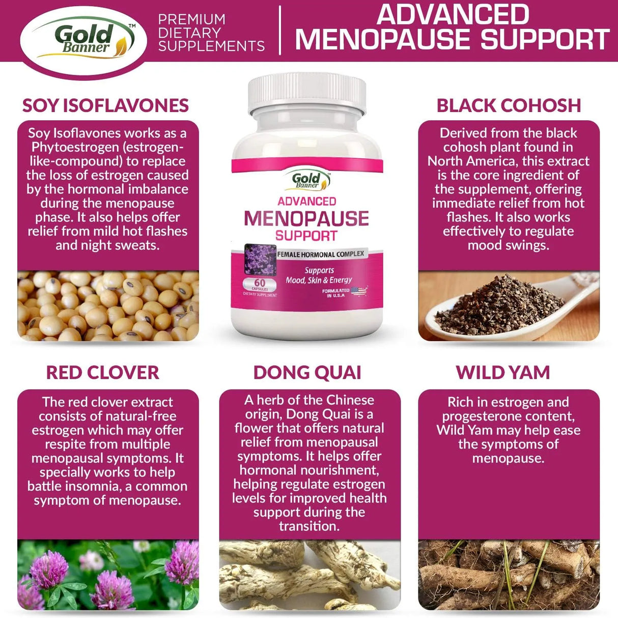 GOLD BANNER - Gold Banner Advanced Menopause Support 60 Capsulas - The Red Vitamin MX - Suplementos Alimenticios - {{ shop.shopifyCountryName }}