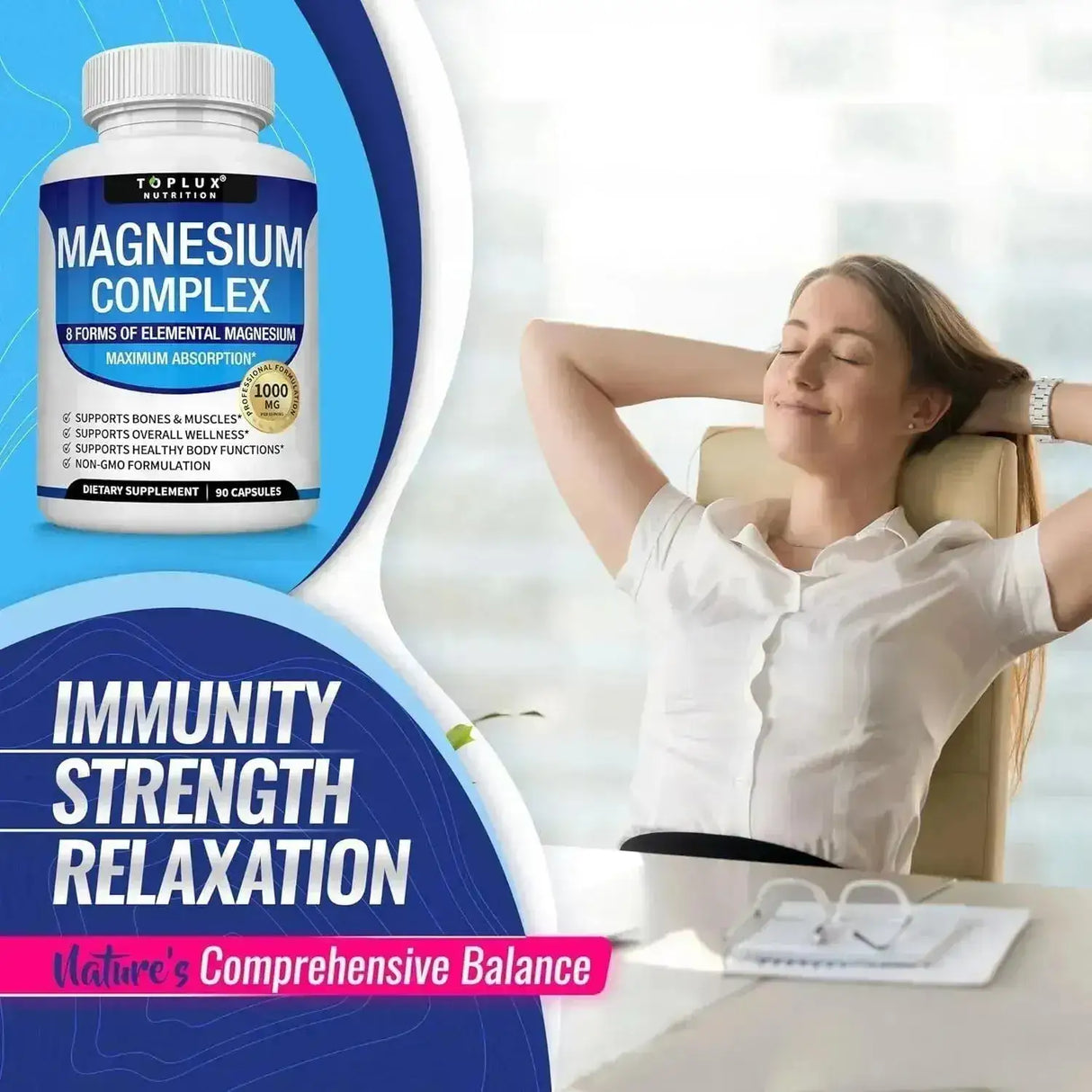 TOPLUX - Toplux Magnesium Complex 1000Mg. 90 Capsulas - The Red Vitamin MX - Suplementos Alimenticios - {{ shop.shopifyCountryName }}