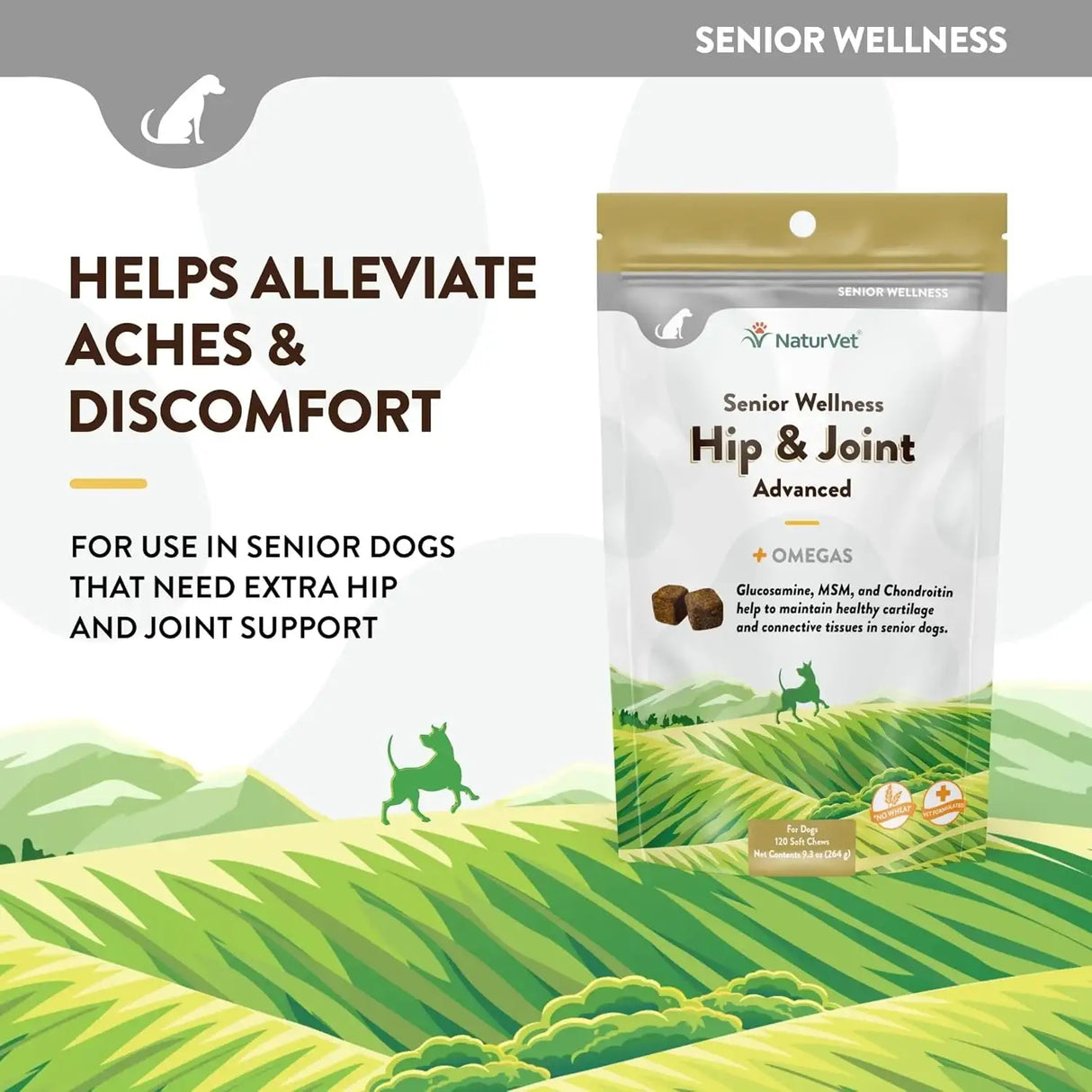 NATURVET - NaturVet Senior Wellness Hip & Joint Advanced Plus Omegas 120 Masticables - The Red Vitamin MX - Cuidado De Cadera Y Articulaciones Para Perros - {{ shop.shopifyCountryName }}