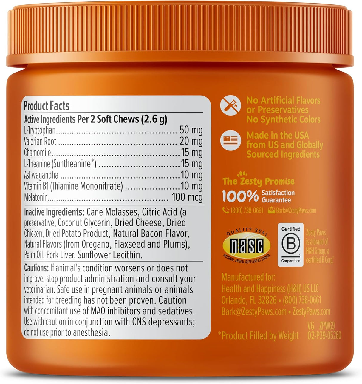 Zesty Paws Calming Chews for Cats Bacon 60 Masticables