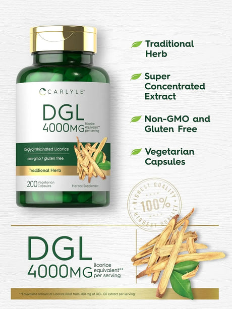 CARLYLE - Carlyle DGL Deglycyrrhizinated Licorice 4000Mg. 200 Capsulas - The Red Vitamin MX - Suplementos Alimenticios - {{ shop.shopifyCountryName }}