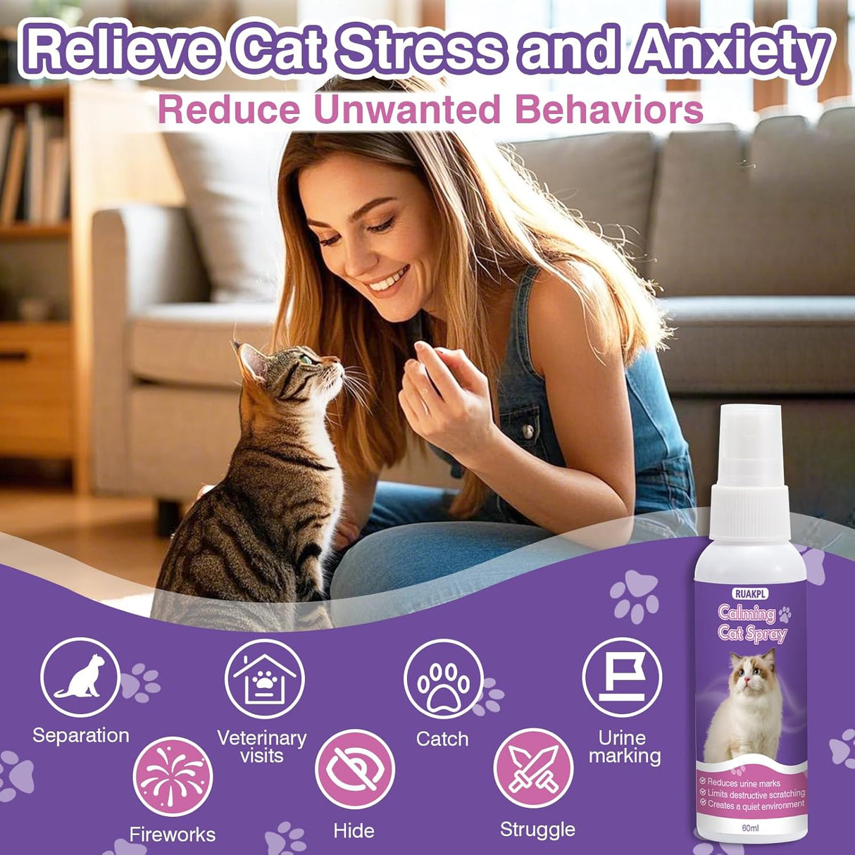 RUAKPL Cat Calming Spray 60Ml. 2 Pack