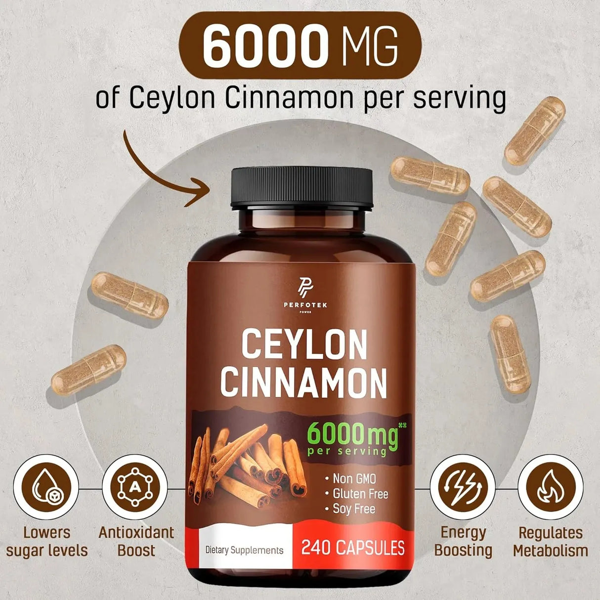 PERFOTEK - Perfotek Ceylon Cinnamon 6000Mg. 240 Capsulas - The Red Vitamin MX - Suplementos Alimenticios - {{ shop.shopifyCountryName }}