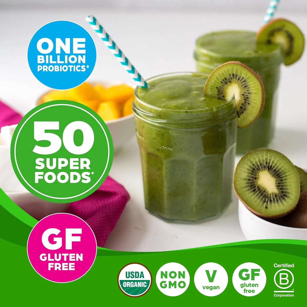 ORGAIN - Orgain Organic Greens Powder + 50 Superfoods 1 Billion Probiotics 280Gr. - The Red Vitamin MX - Suplementos Alimenticios - {{ shop.shopifyCountryName }}