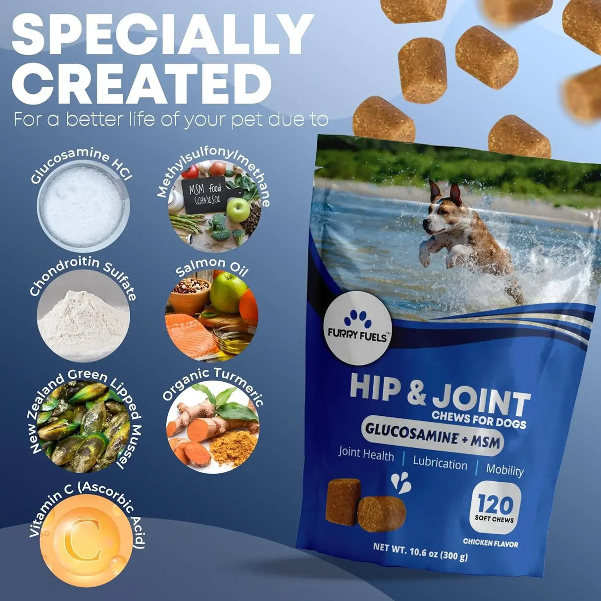 FURRY FUELS - FURRY FUELS Hip and Joint Supplement for Dogs 120 Masticables - The Red Vitamin MX - Cuidado De Cadera Y Articulaciones Para Perros - {{ shop.shopifyCountryName }}
