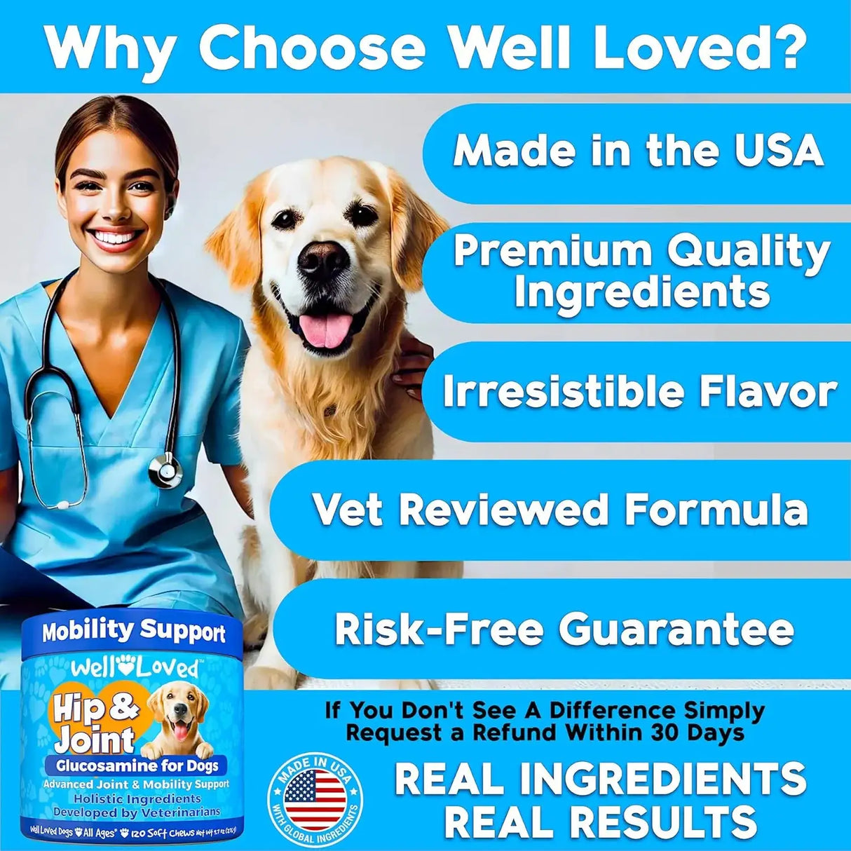 WELL LOVED - Well Loved Hip and Joint Chews with MSM 120 Masticables - The Red Vitamin MX - Cuidado De Cadera Y Articulaciones Para Perros - {{ shop.shopifyCountryName }}