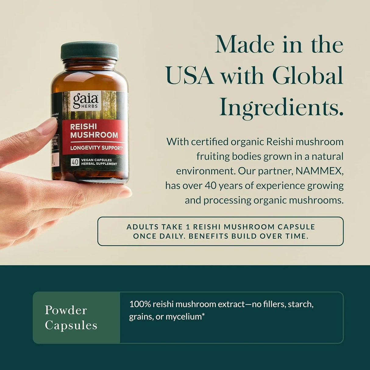 GAIA HERBS - Gaia Herbs Reishi Mushroom 40 Capsulas - The Red Vitamin MX - Suplementos Alimenticios - {{ shop.shopifyCountryName }}