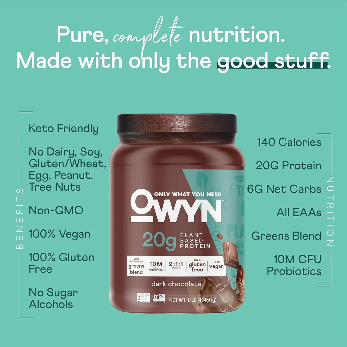 OWYN - OWYN Only What You Need Plant-Based Protein Powder 20g Dark Chocolate 494Gr. - The Red Vitamin MX - Suplementos Alimenticios - {{ shop.shopifyCountryName }}