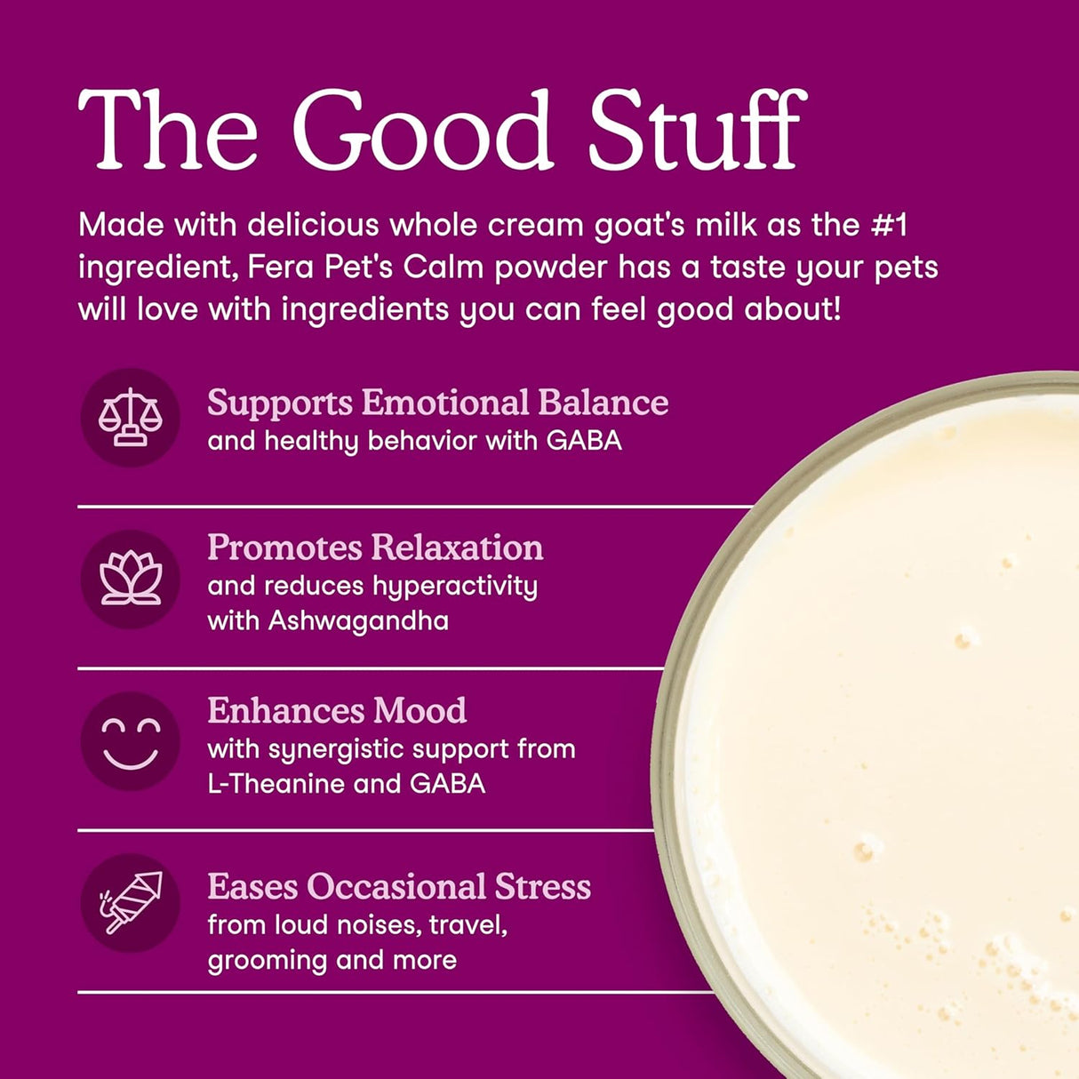 Fera Pet Organics Calming Goat Milk Cat & Dog 60 Servicios 180Gr.