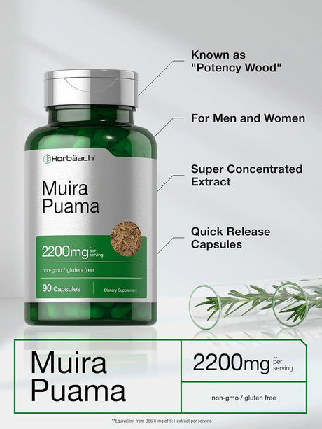HORBAACH - Horbaach Muira Puama Root Extract 2200Mg. 90 Capsulas - The Red Vitamin MX - Suplementos Alimenticios - {{ shop.shopifyCountryName }}