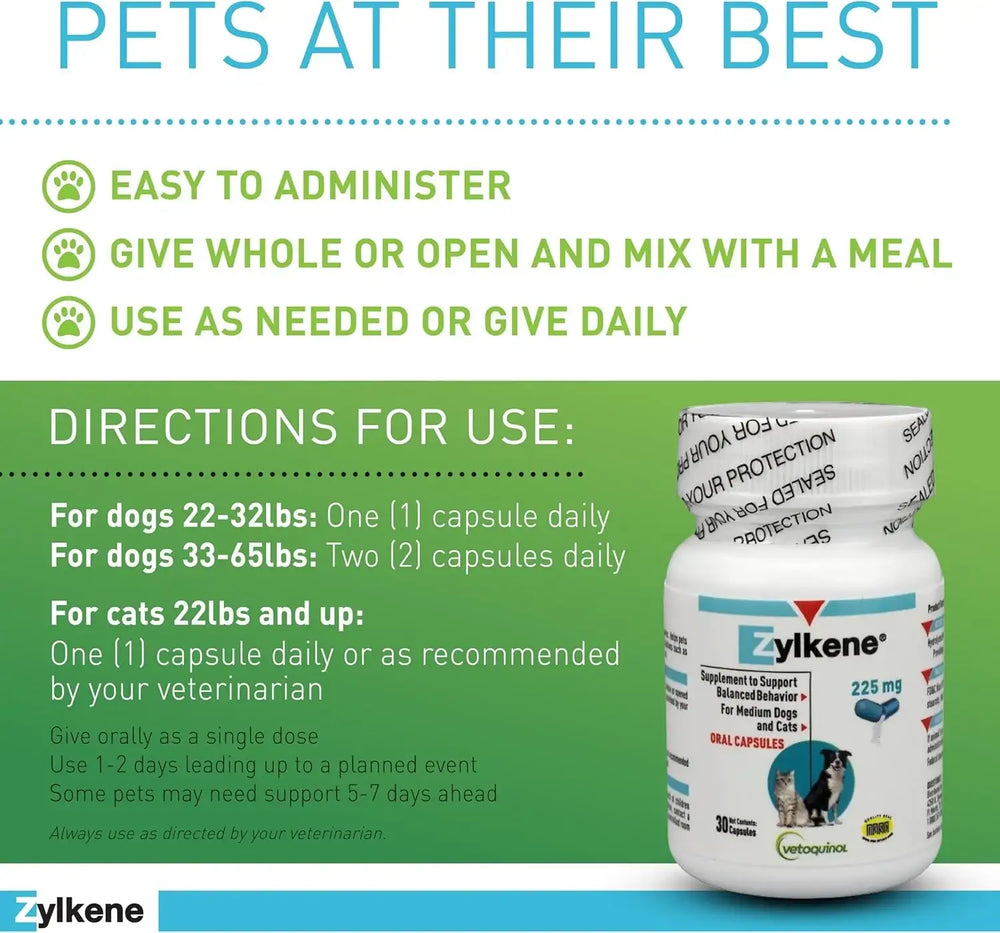 VETOQUINOL - Vetoquinol Zylkene Behavior Support Capsules for Medium Dogs 33-65lbs 30 Capsulas - The Red Vitamin MX - Relajantes Para Perros - {{ shop.shopifyCountryName }}