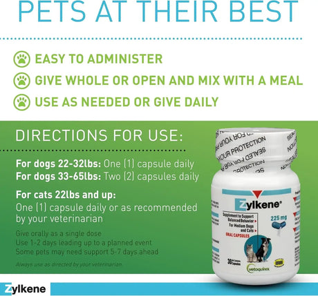 VETOQUINOL - Vetoquinol Zylkene Behavior Support Capsules for Medium Dogs 33-65lbs 30 Capsulas - The Red Vitamin MX - Relajantes Para Perros - {{ shop.shopifyCountryName }}