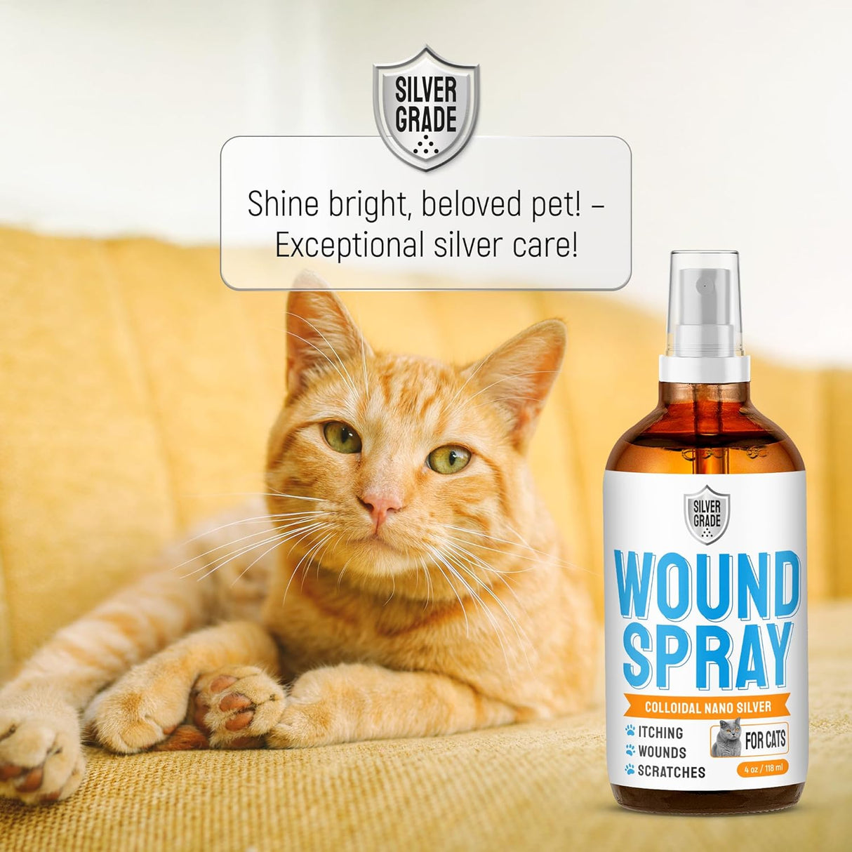 SILVER GRADE Cat Wound Care Spray with Silver 4 Fl.Oz.