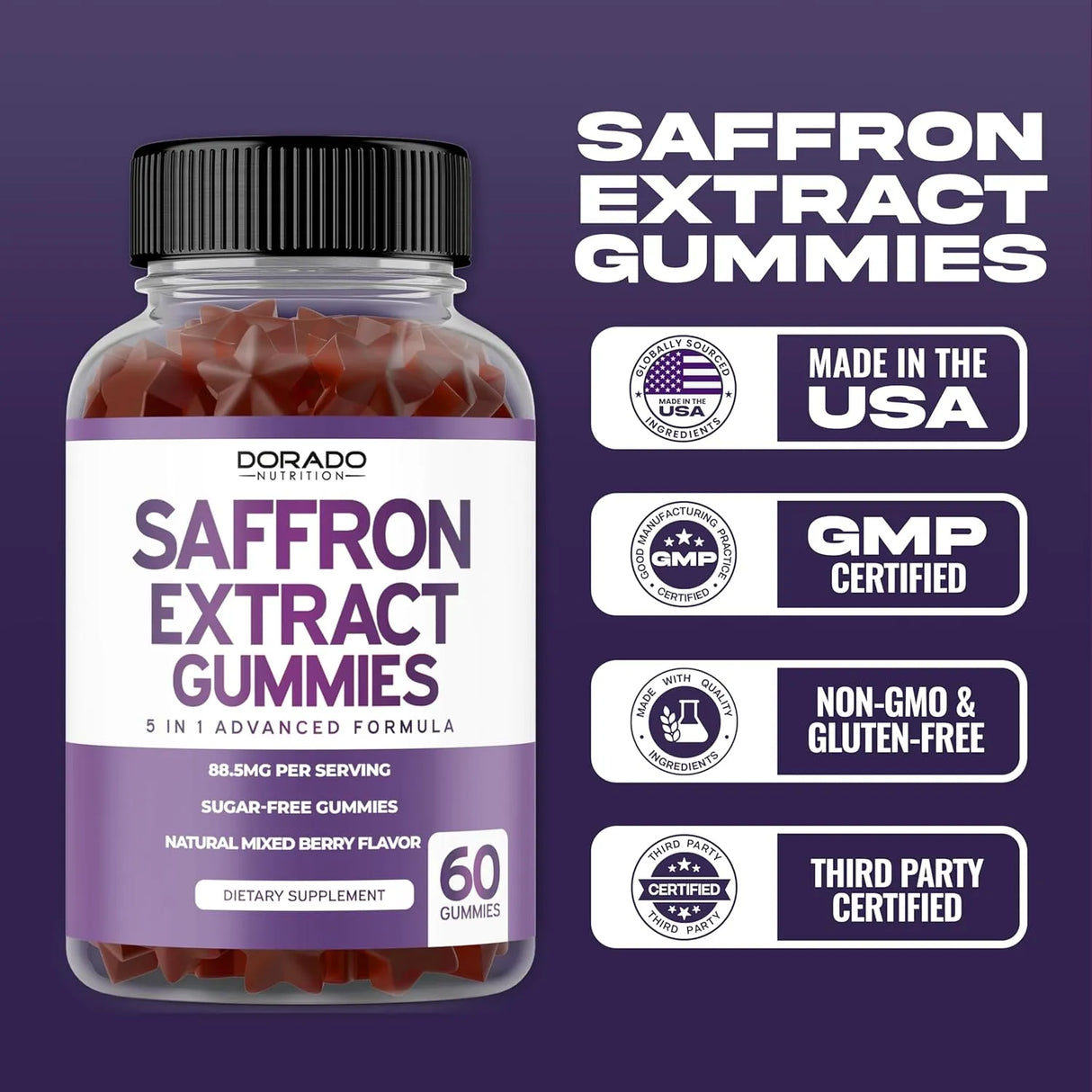 DORADO NUTRITION - DORADO NUTRITION Saffron Gummies 88.5Mg. 60 Gomitas - The Red Vitamin MX - Suplementos Alimenticios - {{ shop.shopifyCountryName }}