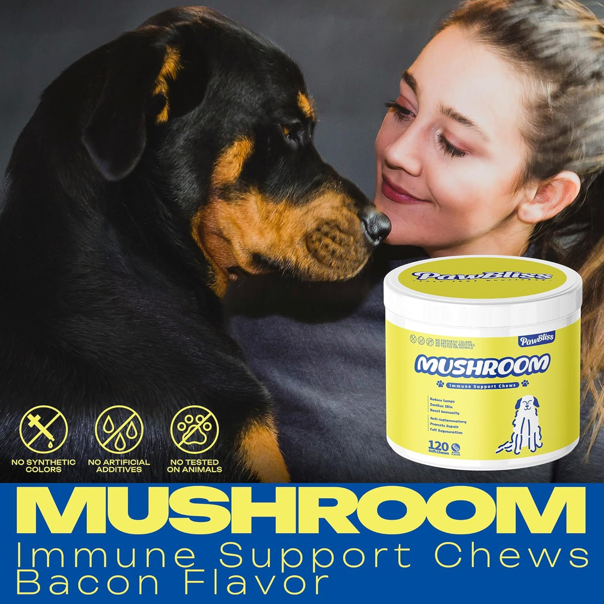 PAWBLISS - PawBliss Turkey Tail Mushroom for Dogs 120 Masticables - The Red Vitamin MX - Suplementos Herbales Para Perros - {{ shop.shopifyCountryName }}
