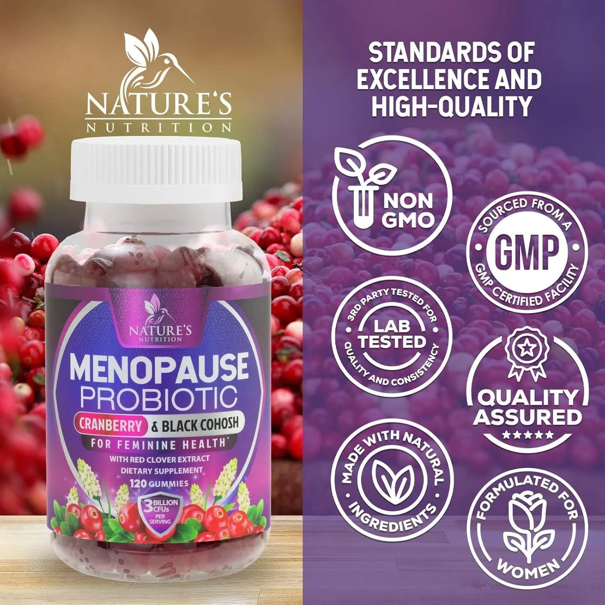 NATURE'S NUTRITION - Nature's Nutrition Menopause Probiotic 120 Gomitas - The Red Vitamin MX - Suplementos Alimenticios - {{ shop.shopifyCountryName }}