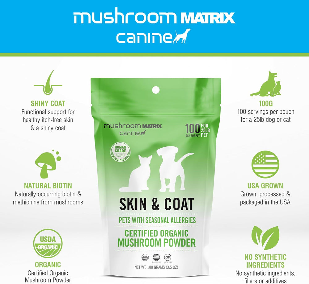 OM - Om Mushroom Matrix Pet Canine Skin & Coat 100Gr. - The Red Vitamin MX - Suplementos Herbales Para Perros - {{ shop.shopifyCountryName }}