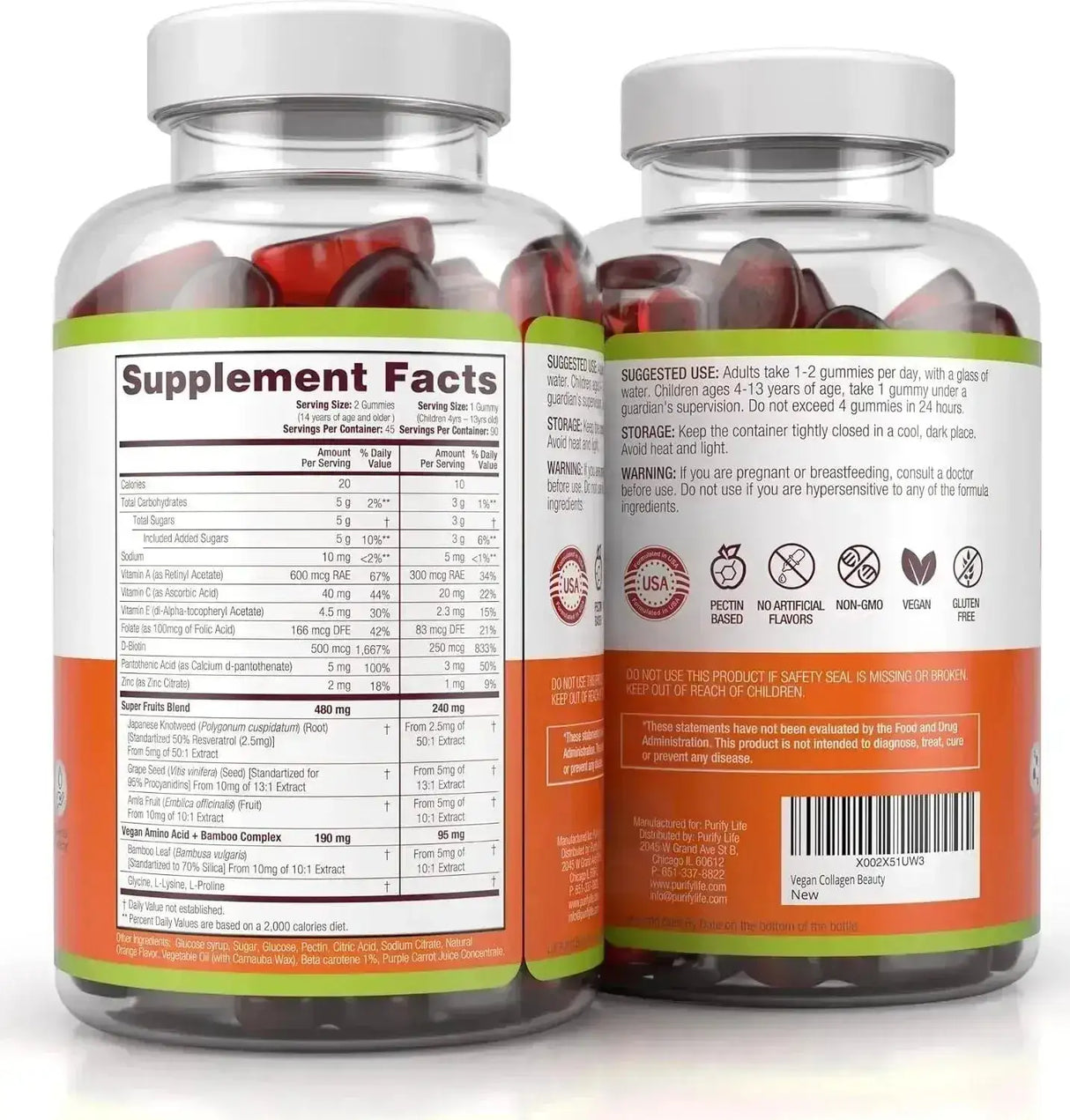 PURIFY LIFE - Purify Life Vegan Collagen Gummies with Biotin 90 Gomitas - The Red Vitamin MX - Suplementos Alimenticios - {{ shop.shopifyCountryName }}