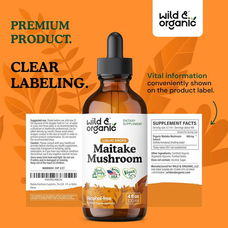 WILD & ORGANIC - Wild & Organic Maitake Mushroom Drops 4 Fl.Oz. - The Red Vitamin MX - Suplementos Alimenticios - {{ shop.shopifyCountryName }}