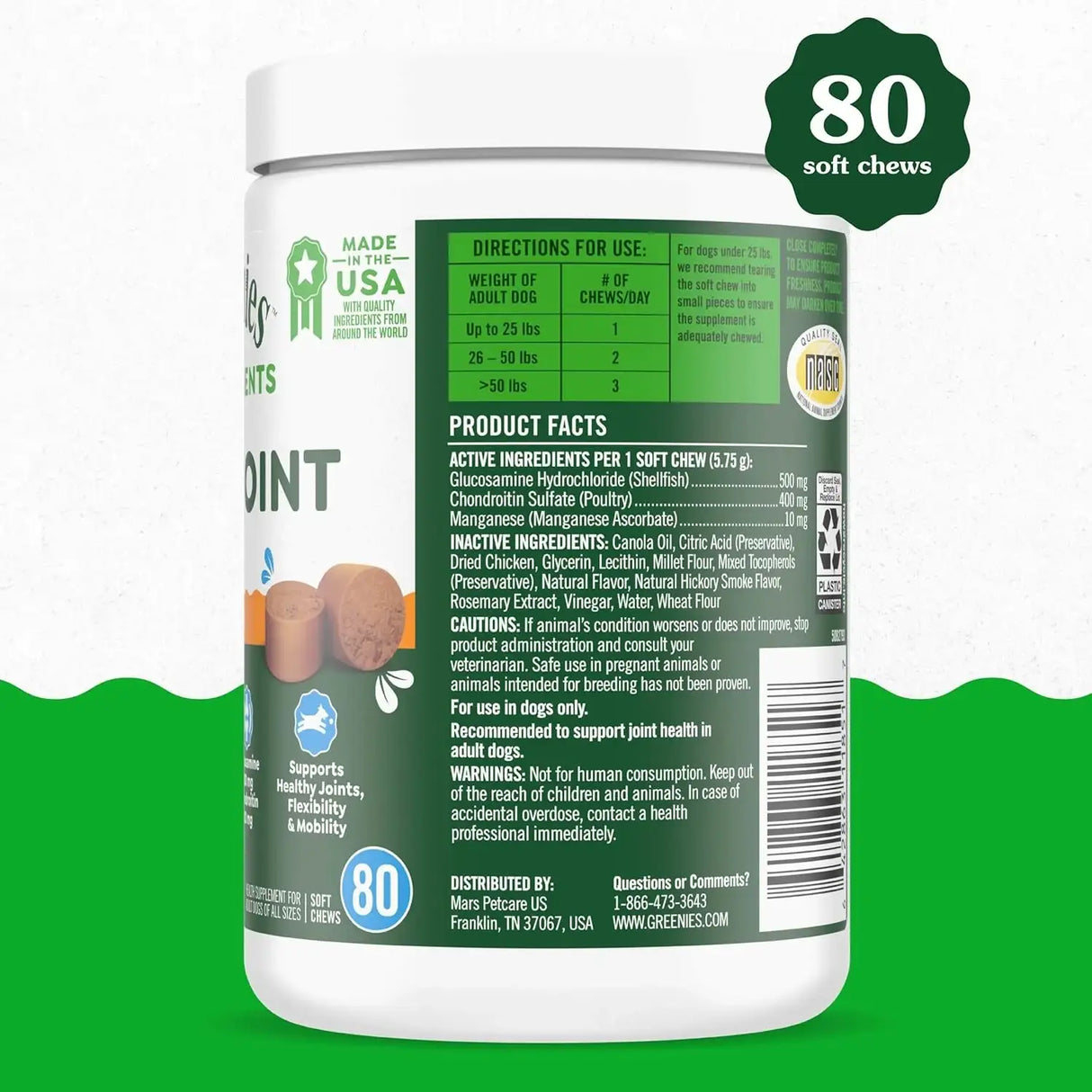 GREENIES - Greenies Supplements Hip and Joint Supplements for Dogs Chicken Flavor 80 Masticables - The Red Vitamin MX - Cuidado De Cadera Y Articulaciones Para Perros - {{ shop.shopifyCountryName }}