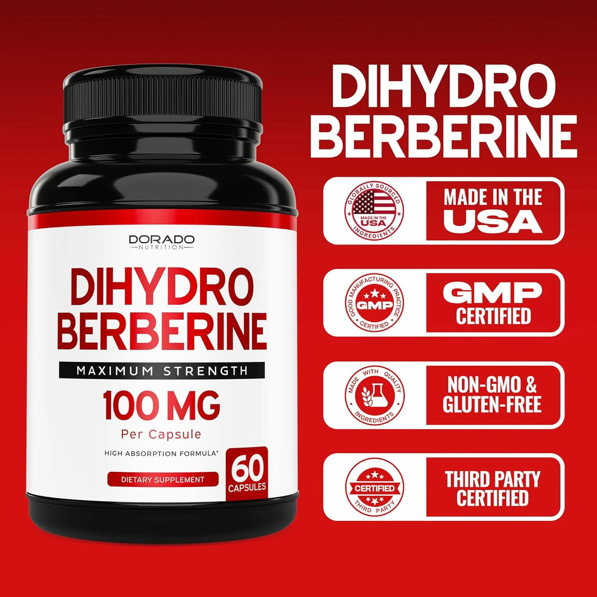 DORADO NUTRITION - Dorado Nutrition Dihydroberberine 100Mg. 60 Capsulas - The Red Vitamin MX - Suplementos Alimenticios - {{ shop.shopifyCountryName }}