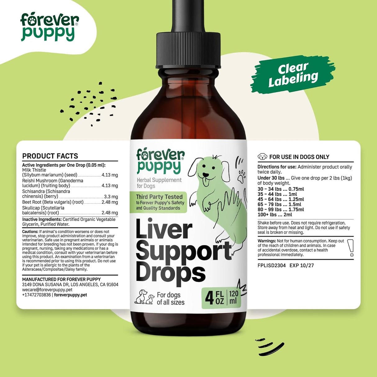 FOREVER PUPPY - Forever Puppy Liver Support Drops for Dogs 4 Fl.Oz. - The Red Vitamin MX - Suplementos Herbales Para Perros - {{ shop.shopifyCountryName }}
