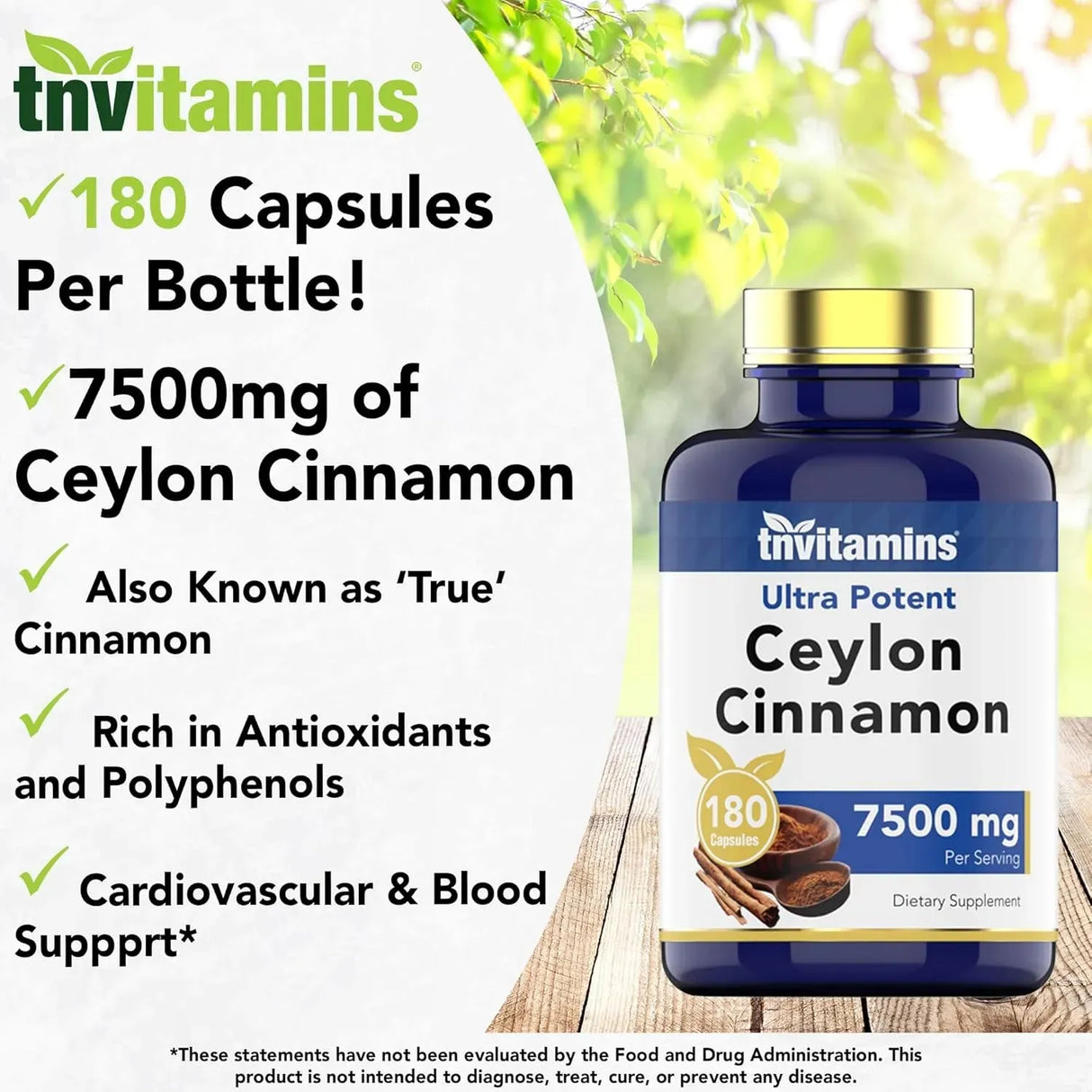 TNTVITAMINS - tnvitamins Ceylon Cinnamon 7500Mg. 180 Capsulas - The Red Vitamin MX - Suplementos Alimenticios - {{ shop.shopifyCountryName }}