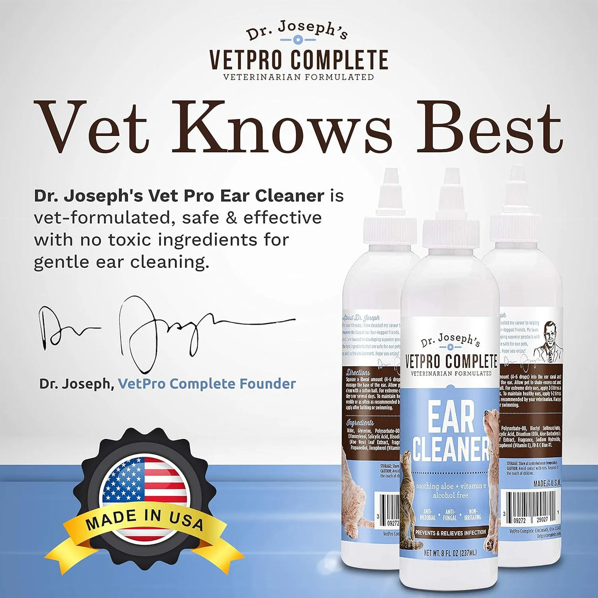 DR. JOSEPH'S - Dr. Joseph's VetPro Complete Dog Ear Cleaner 237Ml. - The Red Vitamin MX - Cuidado Del Oído De Perros - {{ shop.shopifyCountryName }}