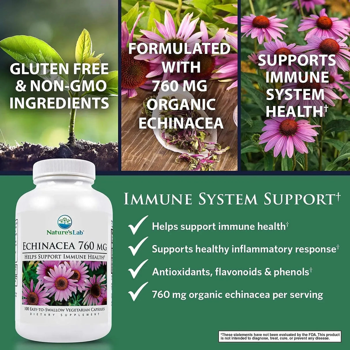 NATURES LAB - Nature's Lab Echinacea 760Mg. 100 Capsulas - The Red Vitamin MX - Suplementos Alimenticios - {{ shop.shopifyCountryName }}