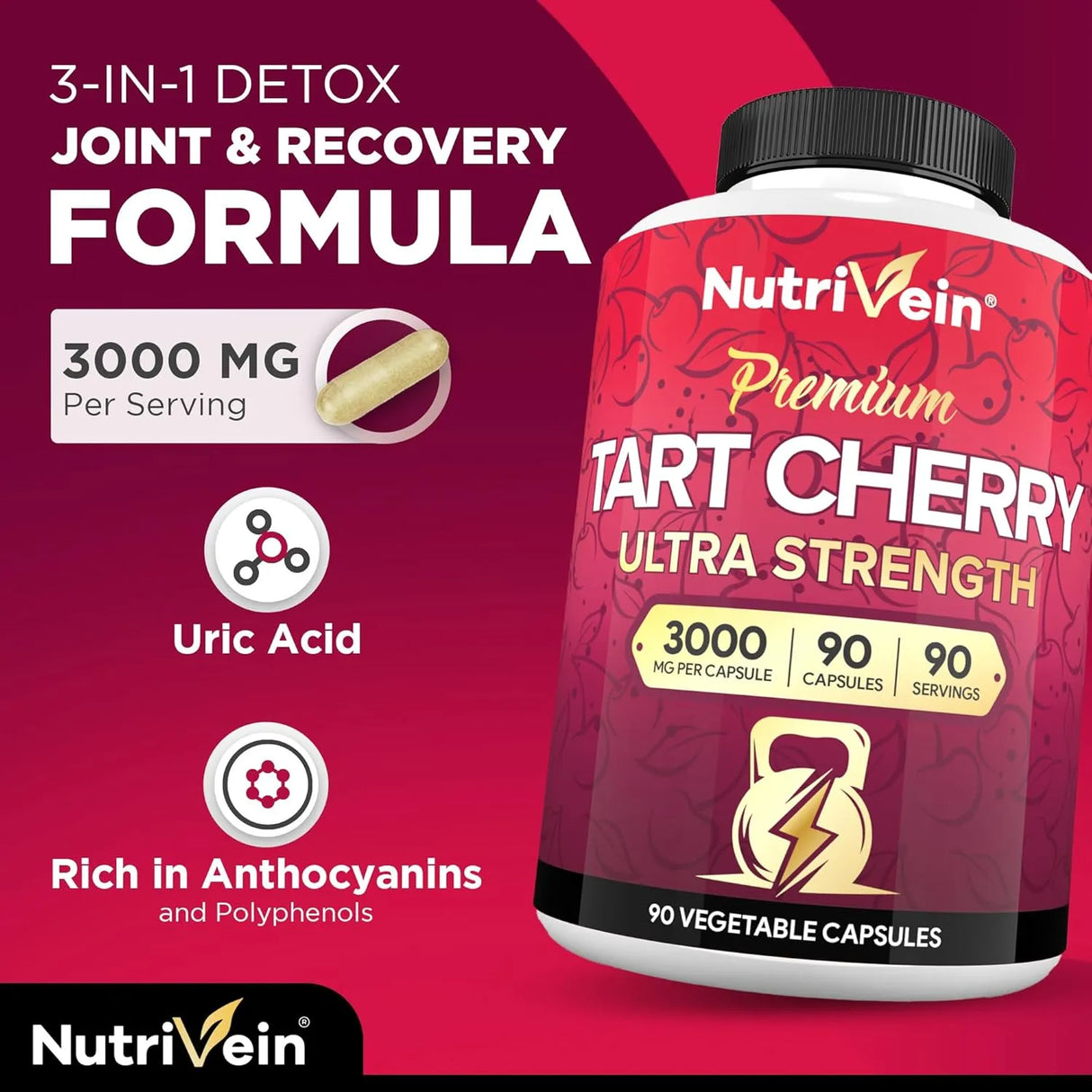 NUTRIVEIN - Nutrivein Tart Cherry 3000Mg. 90 Capsulas - The Red Vitamin MX - Suplementos Alimenticios - {{ shop.shopifyCountryName }}