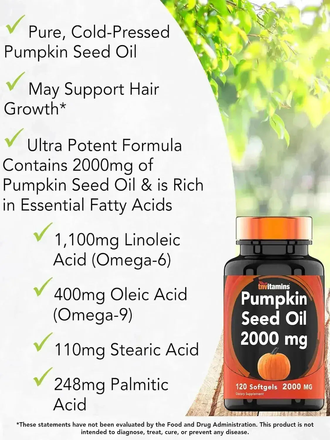 TNTVITAMINS - tnvitamins Pumpkin Seed Oil 2000Mg. 120 Capsulas Blandas - The Red Vitamin MX - Suplementos Alimenticios - {{ shop.shopifyCountryName }}