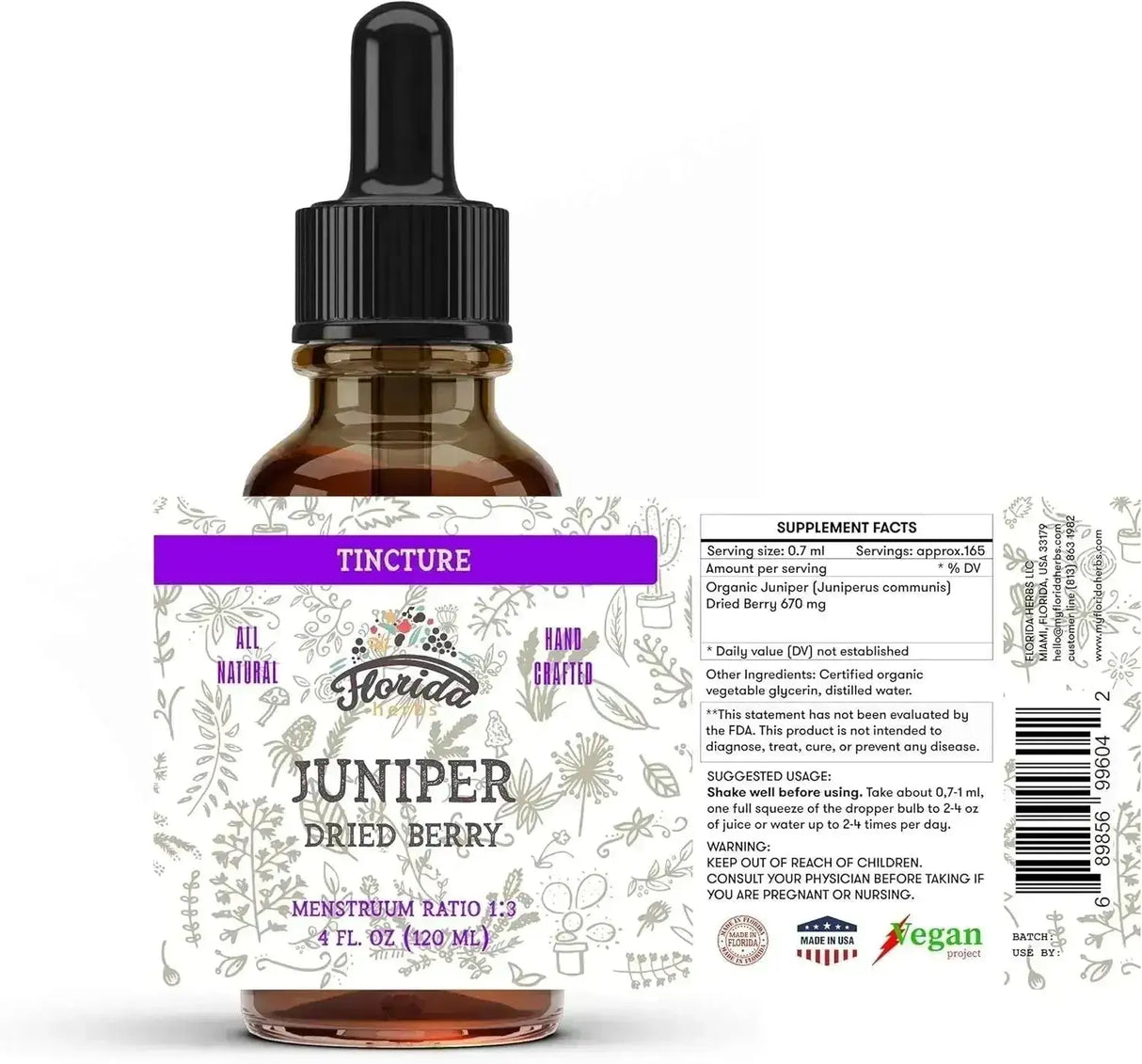 FLORIDA HERBS - Florida Herbs Juniper Tincture Alcohol-Free 4 Fl.Oz. - The Red Vitamin MX - Suplementos Alimenticios - {{ shop.shopifyCountryName }}