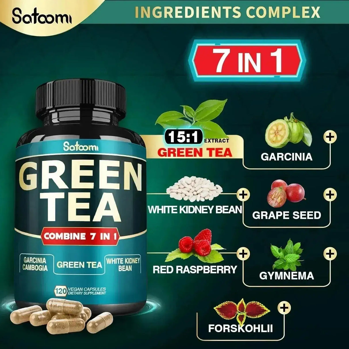 SATOOMI - Satoomi Green Tea Extract 13200Mg. 120 Capsulas - The Red Vitamin MX - Suplementos Alimenticios - {{ shop.shopifyCountryName }}