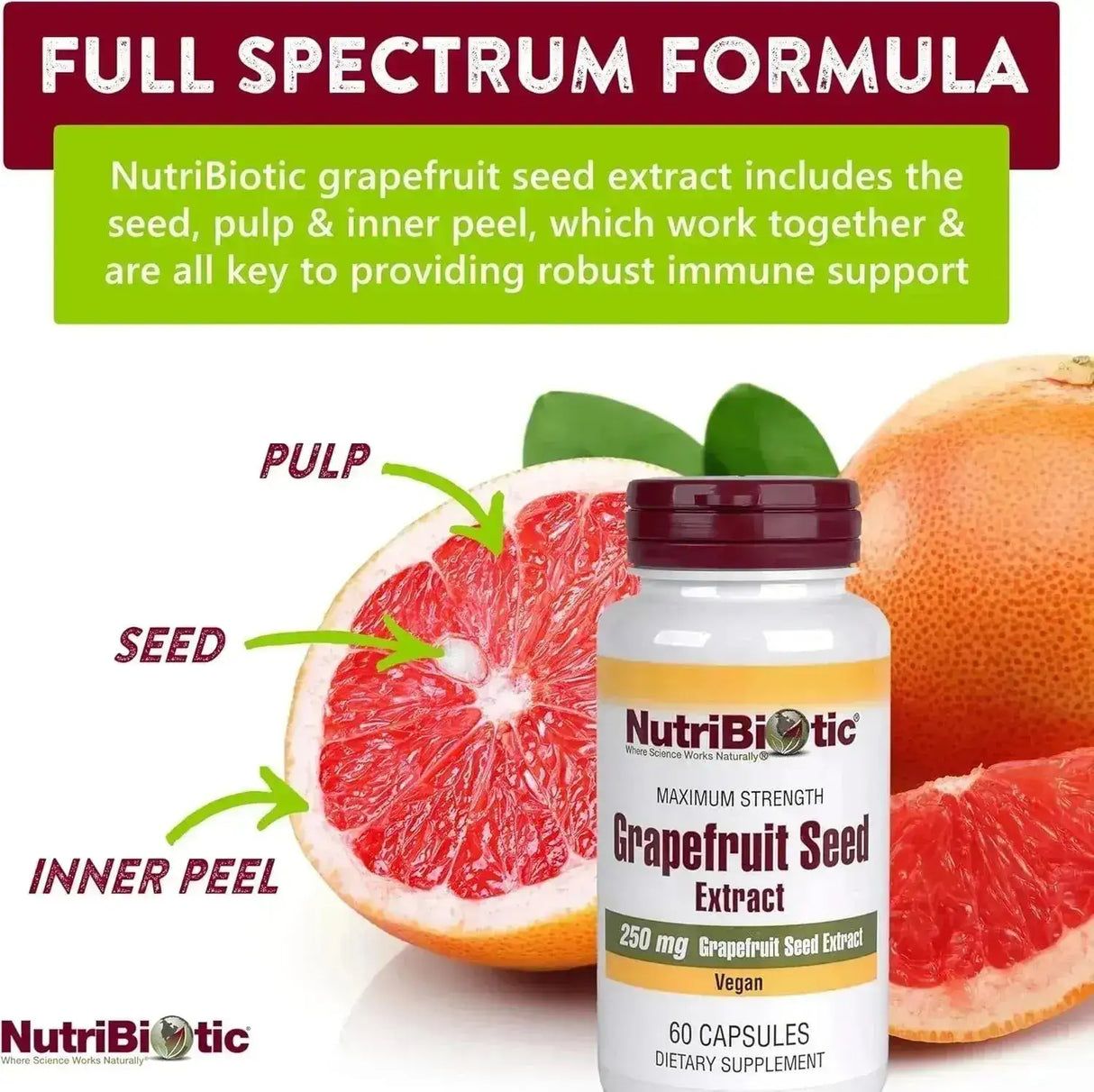 NUTRIBIOTIC - NutriBiotic Grapefruit Seed Extract 250Mg. 60 Capsulas - The Red Vitamin MX - Suplementos Alimenticios - {{ shop.shopifyCountryName }}