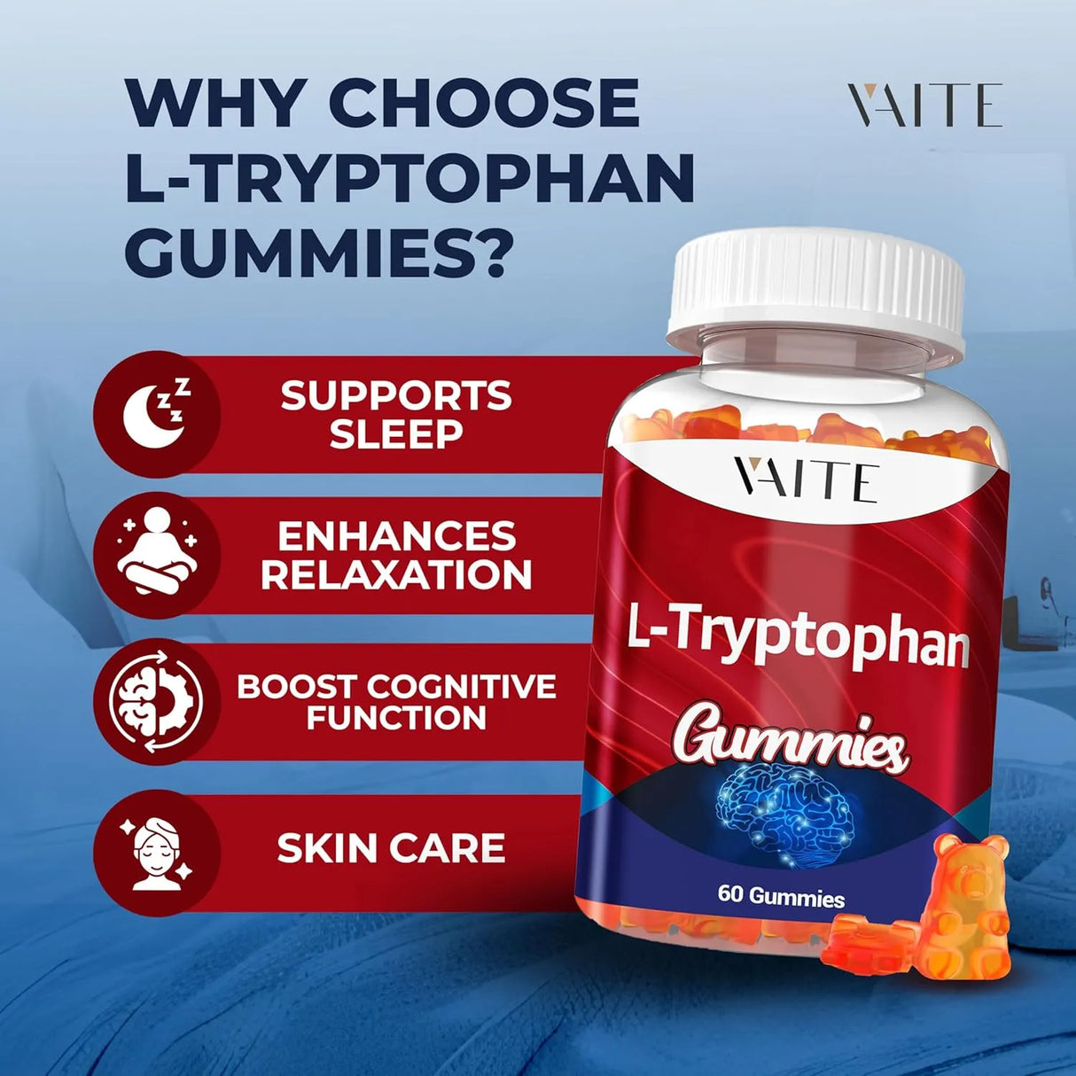 VAITE - Vaite L-Tryptophan 1000Mg. Gummies 60 Gomitas - The Red Vitamin MX - Suplementos Alimenticios - {{ shop.shopifyCountryName }}