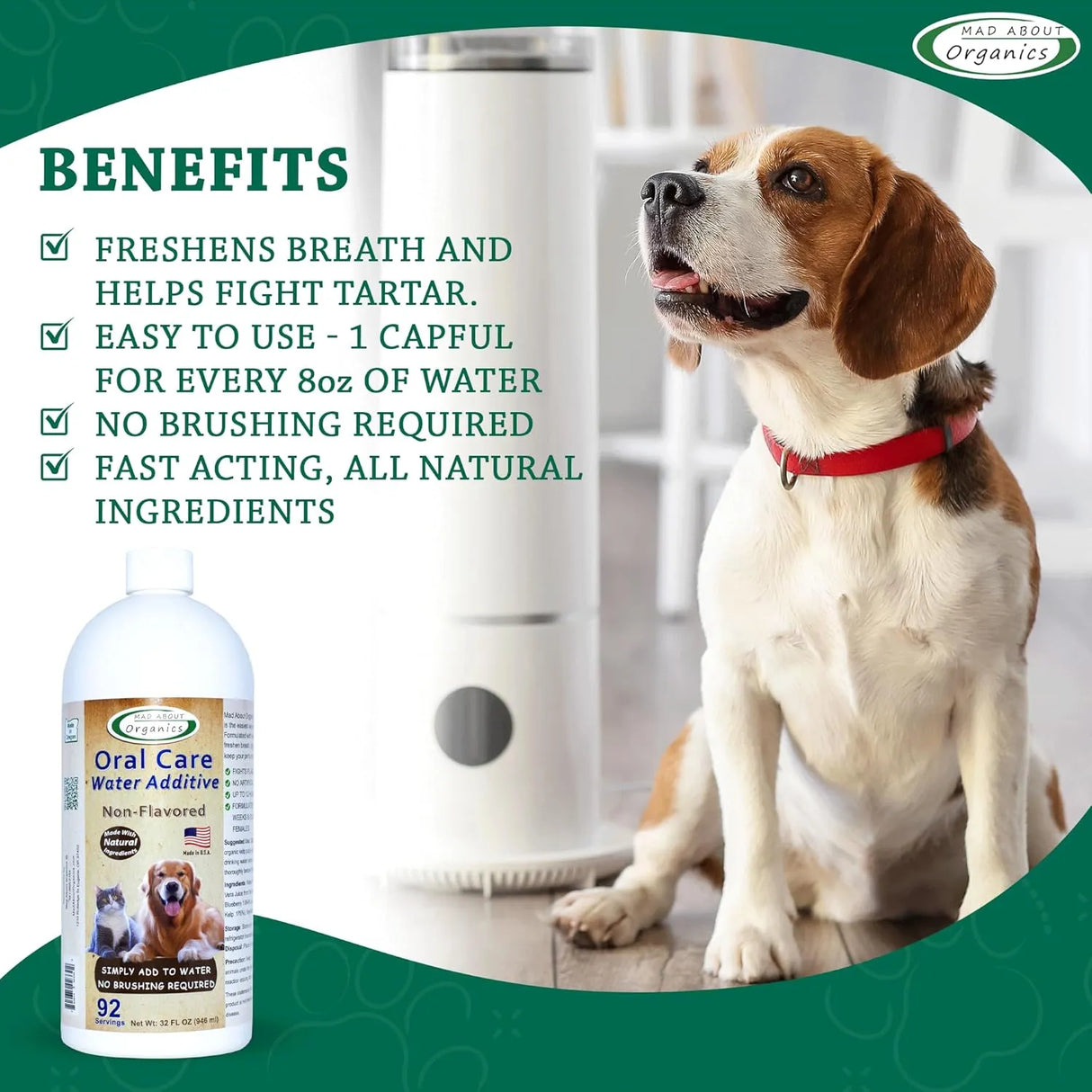 MAD ABOUT ORGANICS - Mad About Organics Oral Care Water Additive for Cats & Dogs Non-Flavored 946Ml. - The Red Vitamin MX - Cuidado Dental Para Perros - {{ shop.shopifyCountryName }}