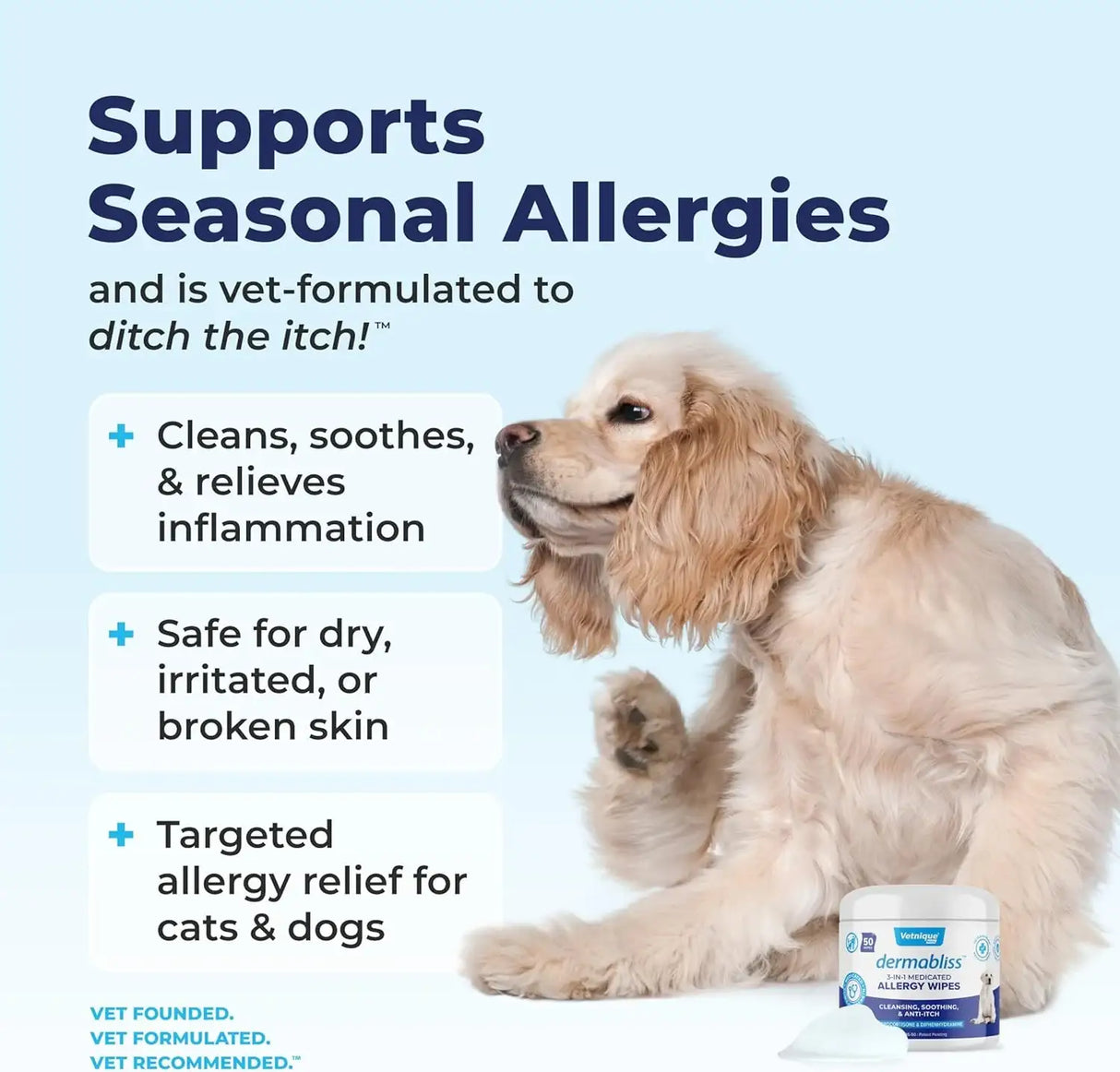 VETNIQUE - Vetnique Dermabliss 3-in-1 Medicated Dog Wipes 50 Toallitas - The Red Vitamin MX - Remedios Para La Picazón De Perros - {{ shop.shopifyCountryName }}