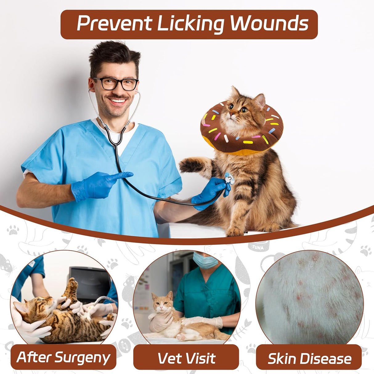 Seyezo Cat Cone Collar Soft Donut Brown Small