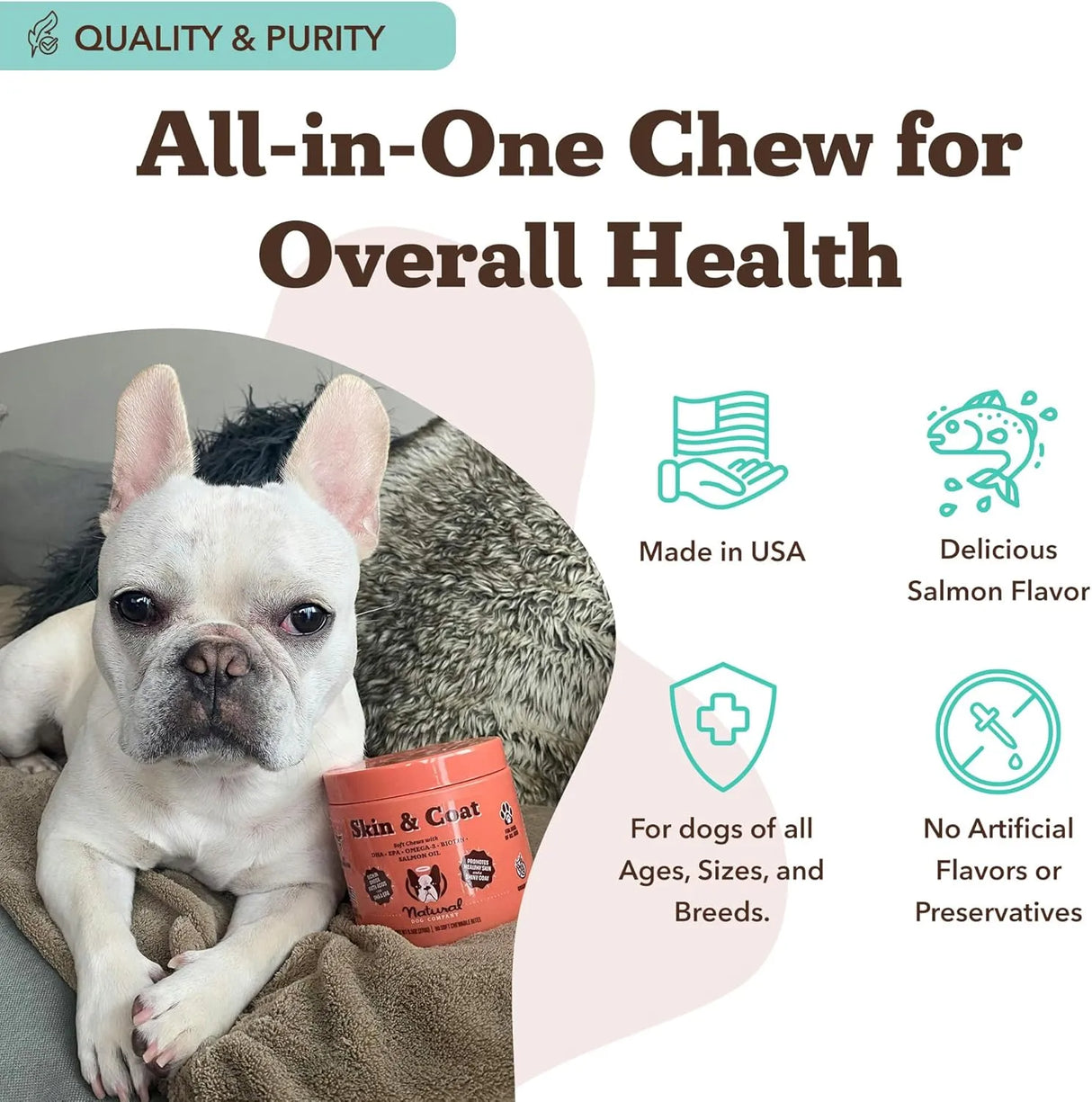 NATURAL DOG - Natural Dog Company Skin & Coat Omega-3 Rich Salmon Oil Chews 180 Masticables - The Red Vitamin MX - Aceite De Pescado Para Perros - {{ shop.shopifyCountryName }}