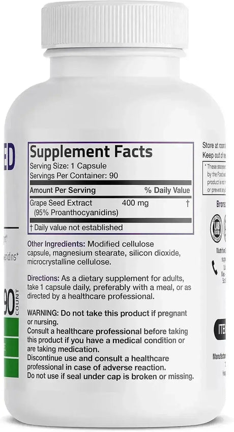 BRONSON - Bronson Grape Seed Extract 400Mg. 90 Capsulas - The Red Vitamin MX - Suplementos Alimenticios - {{ shop.shopifyCountryName }}
