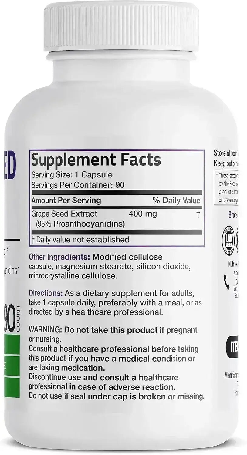 BRONSON - Bronson Grape Seed Extract 400Mg. 90 Capsulas - The Red Vitamin MX - Suplementos Alimenticios - {{ shop.shopifyCountryName }}